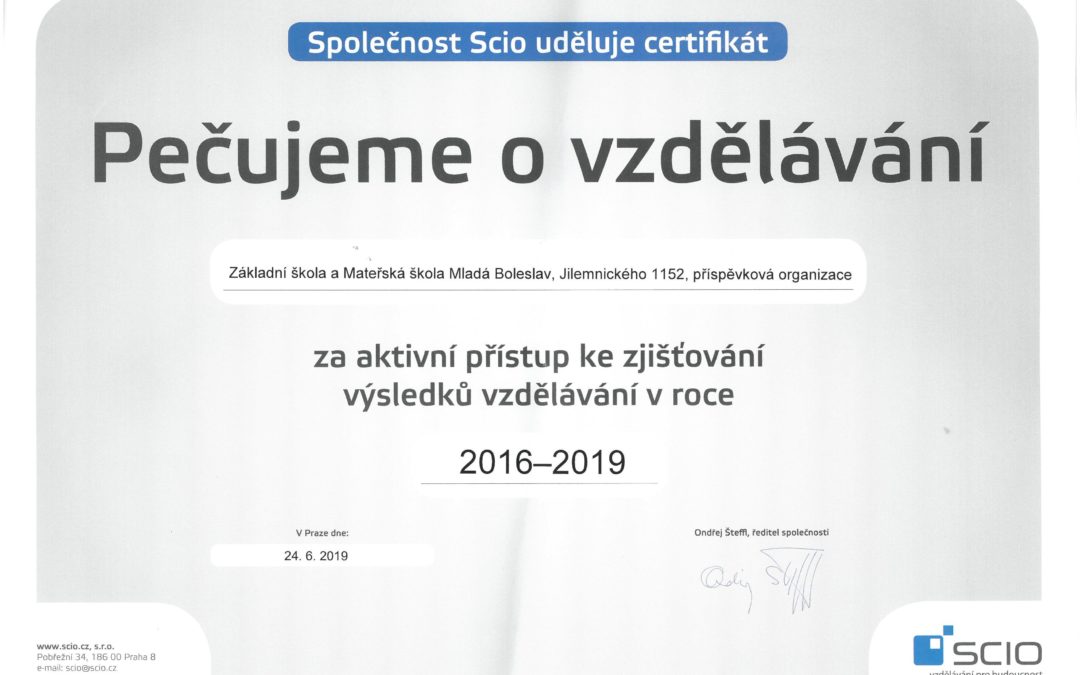 Certifikát SCIO